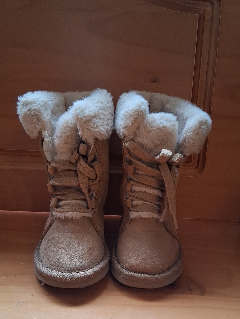 ADORA Tan Plush Fur-Lined Slippers
